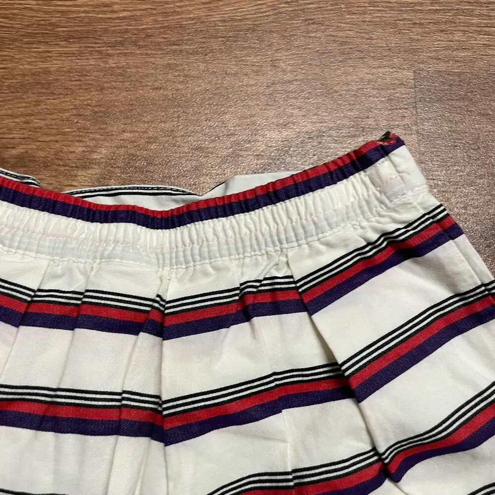 Janie & Jack Pleated Red White Blue Striped Pull On Skirt Girls Size 3 Toddler